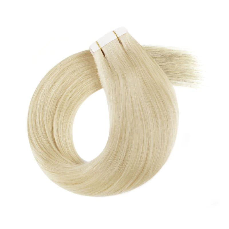 #60 Platinum Blonde Straight Tape-in Extensions